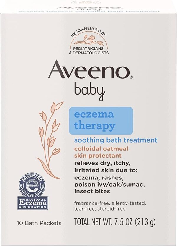 Aveeno Baby Eczema Therapy Soothing Bath Treatment for Relief of Dry, Itchy & Irritated Skin, Made with Natural Colloidal Oatmeal, Fragrance-, Paraben-, Steroid- & Tear-Free,