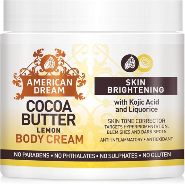 American Dream Lemon Cocoa Body Cream For Skin Brightening and Fade Out With Kojic Acid And Liquorice 453g